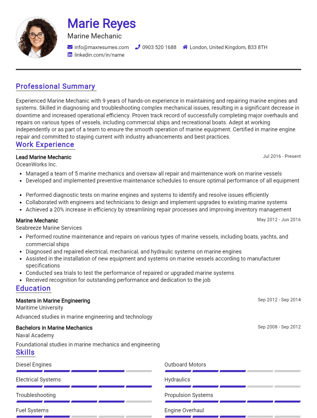 marine-mechanic-resume-sample