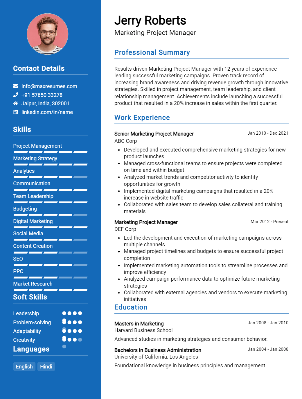 project-manager-resume-sample