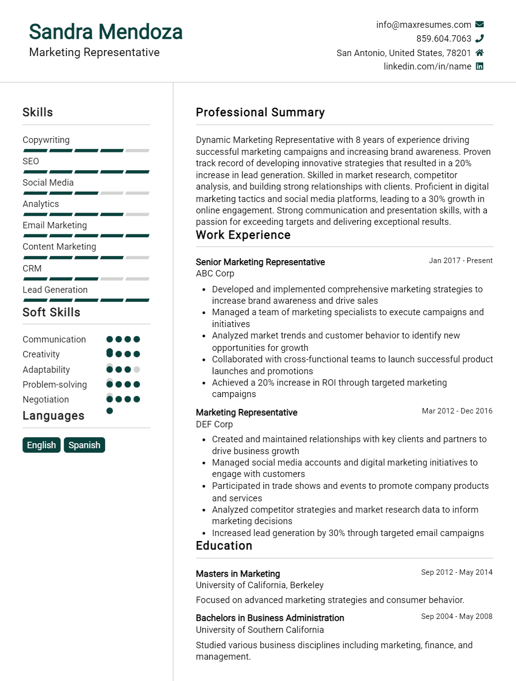 representative-resume-sample