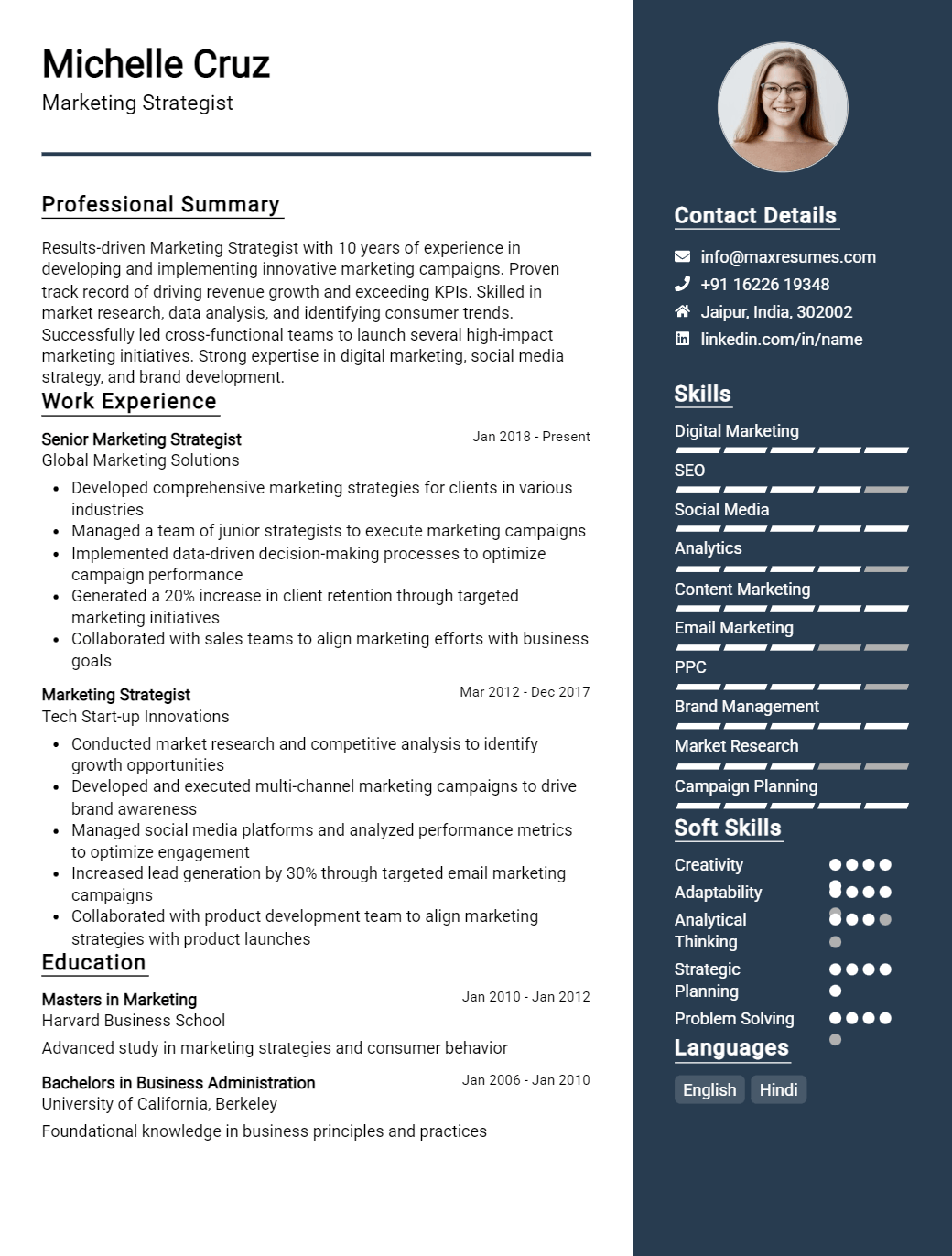 strategist-resume-sample