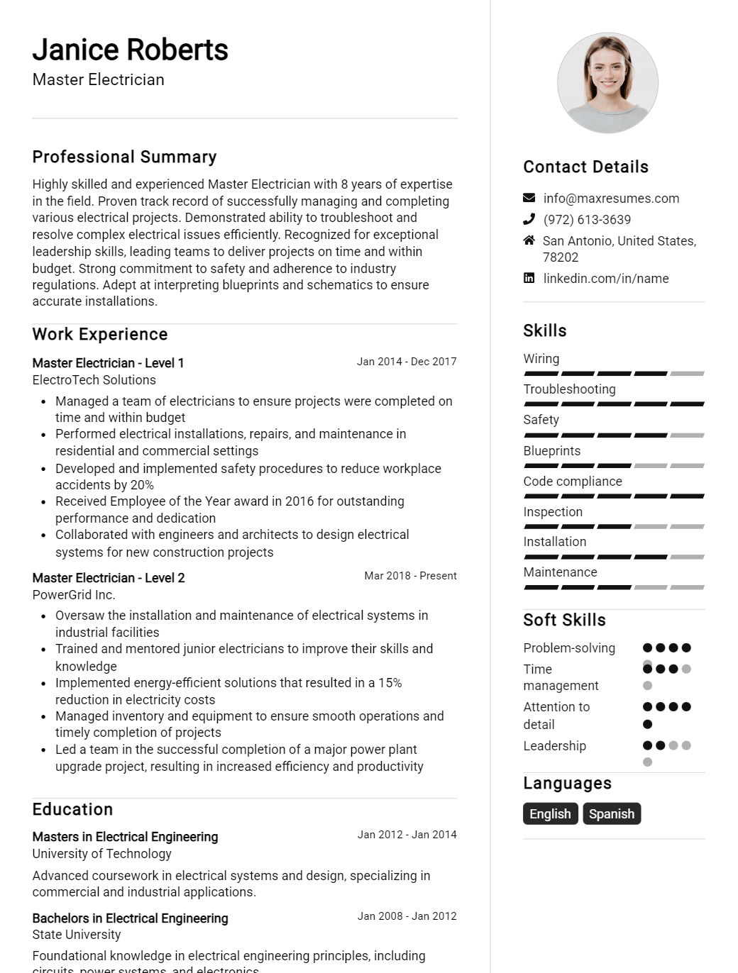 master-electrician-resume-sample