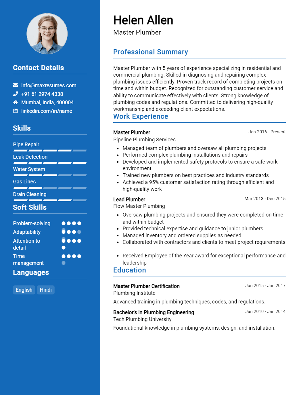 master-plumber-resume-sample