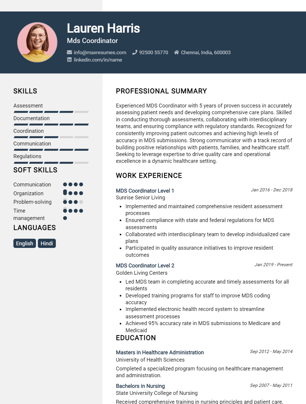 mds-coordinator-resume-sample