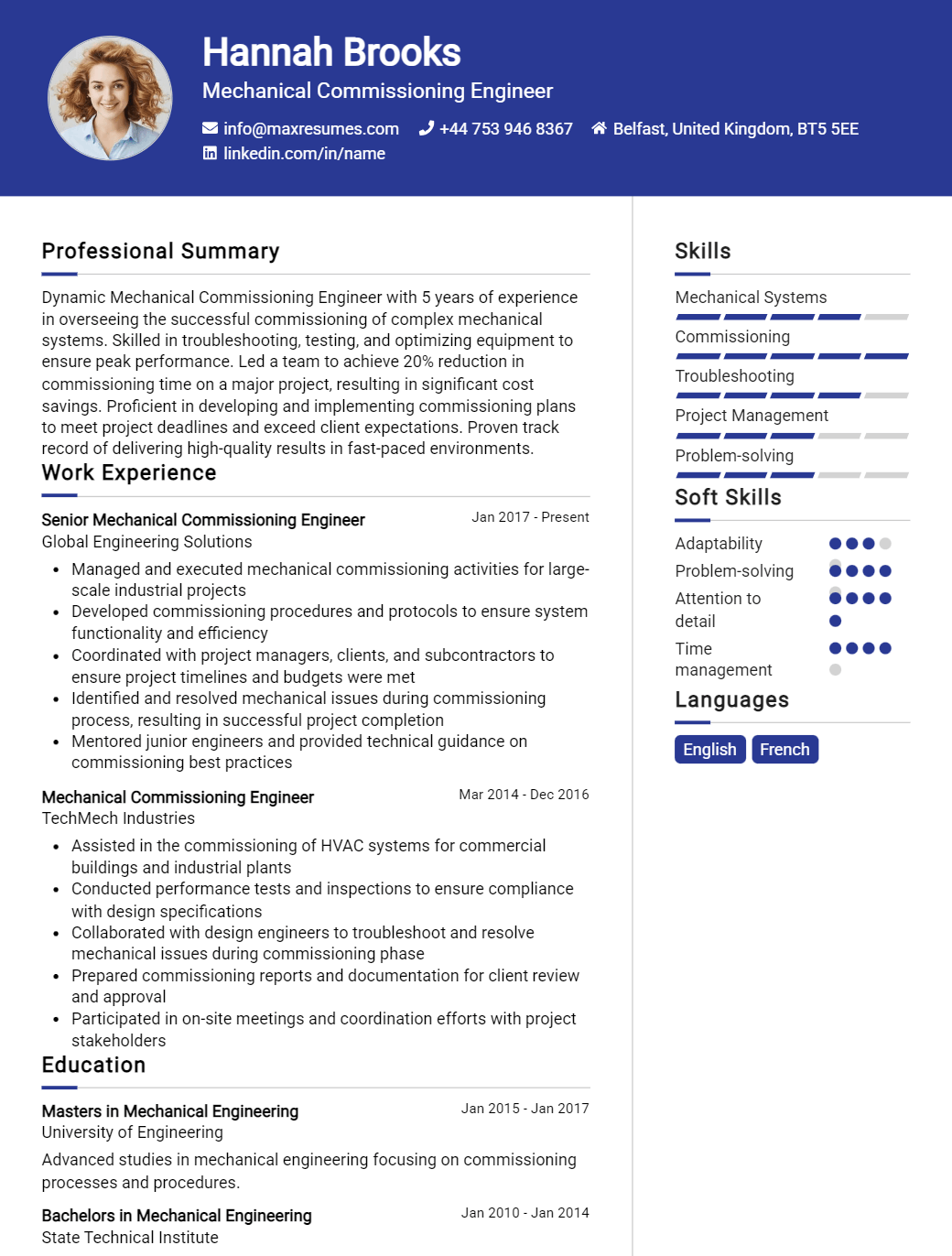 commissioning-engineer-resume-sample
