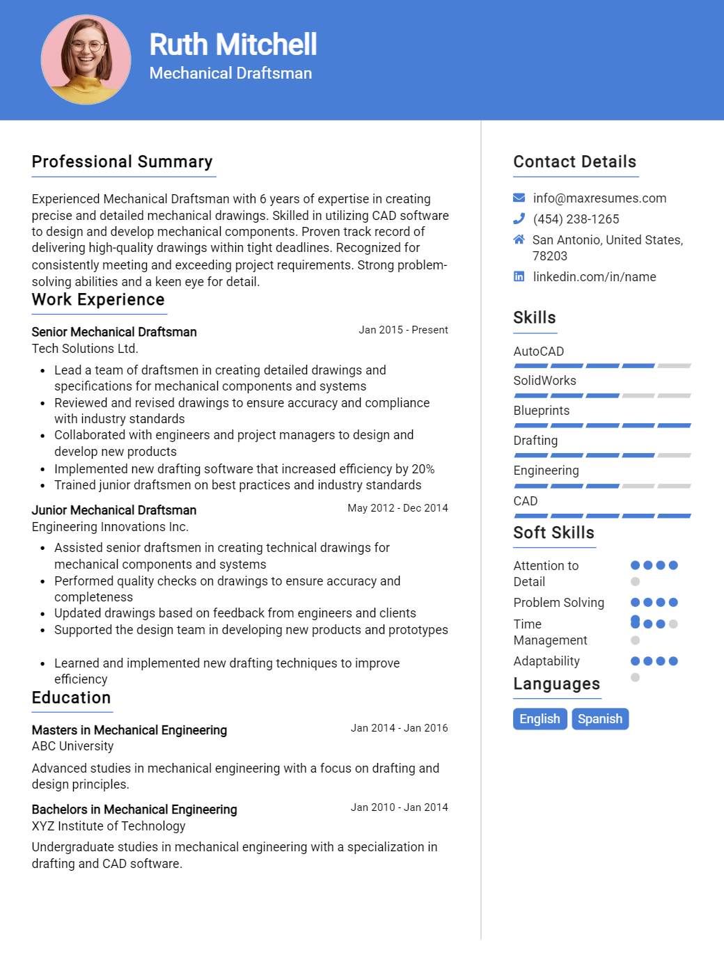 mechanical-draftsman-resume-sample