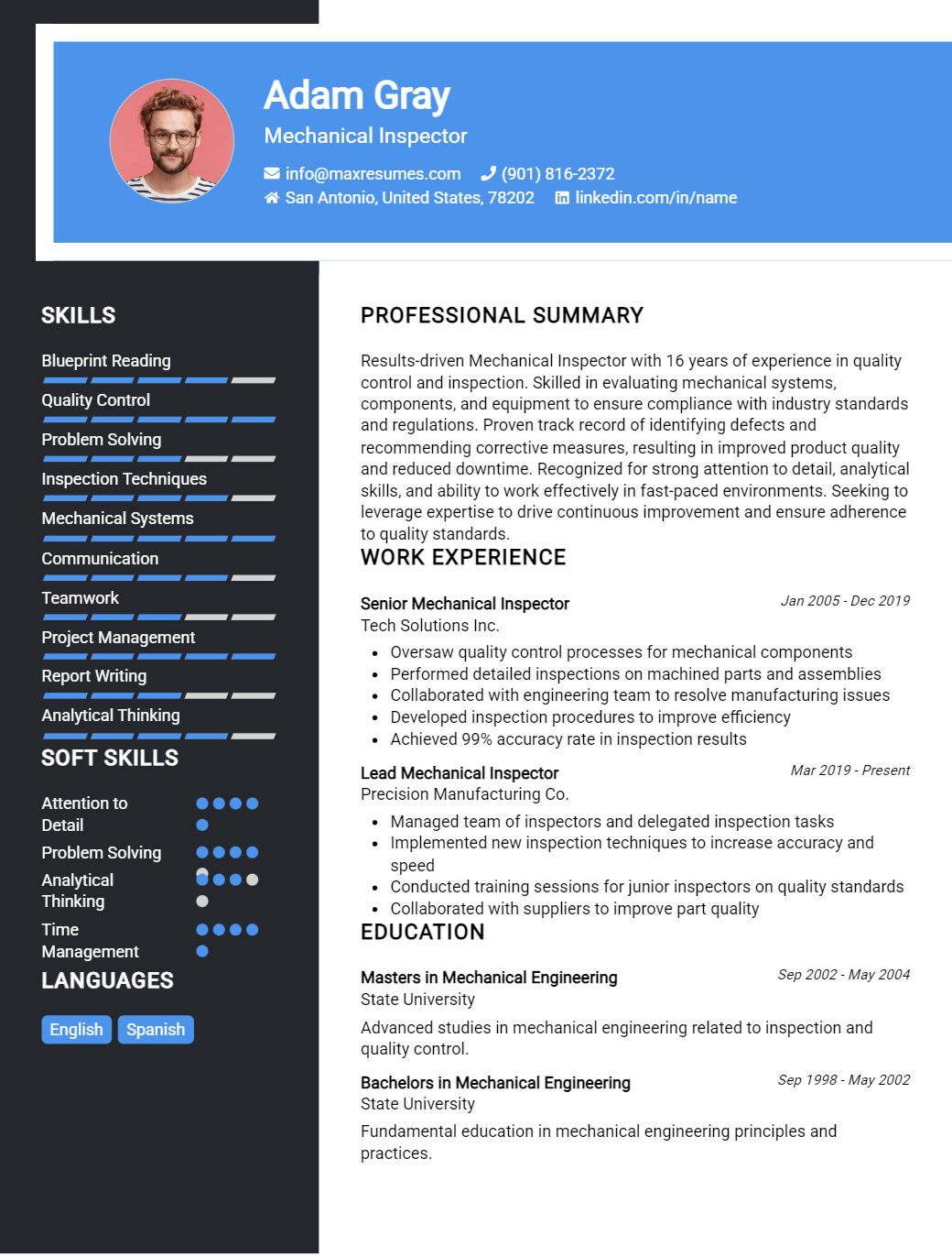 mechanical-inspector-resume-sample