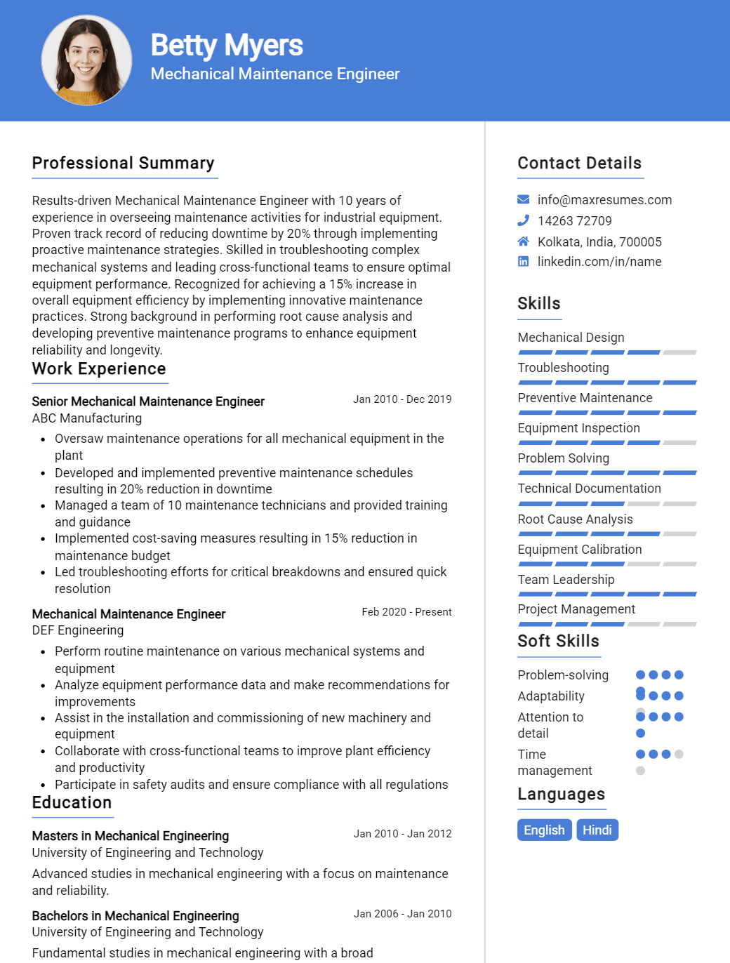 maintenance-engineer-resume-sample