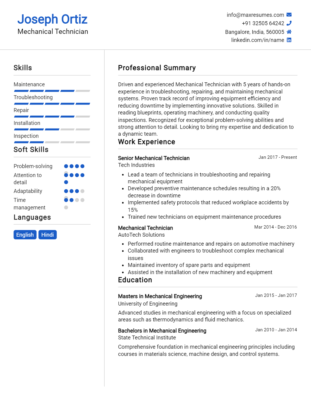 technician-resume-sample