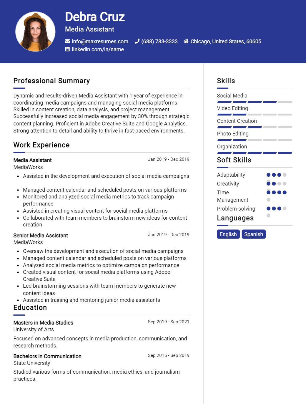 media-assistant-resume-sample