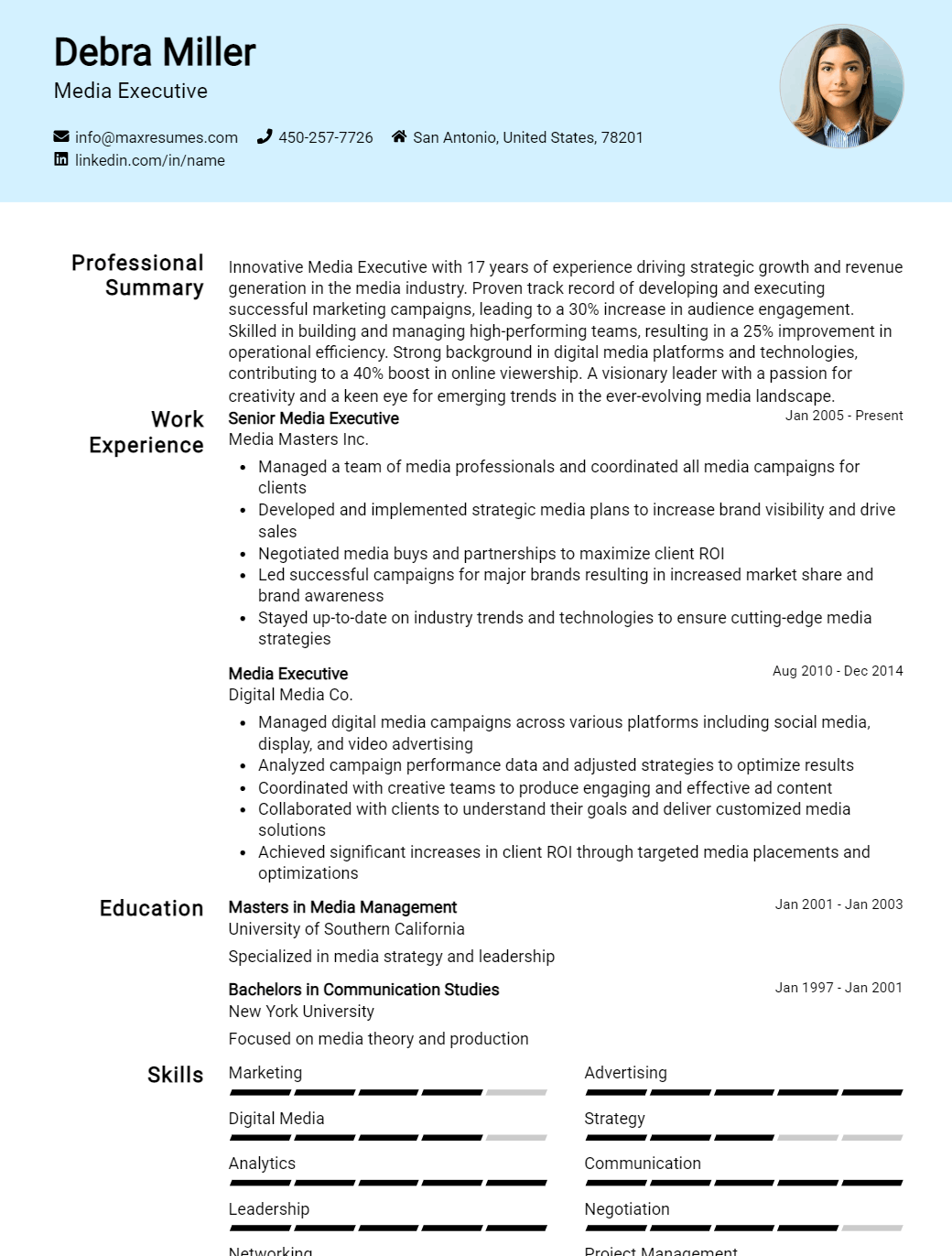 media-executive-resume-sample