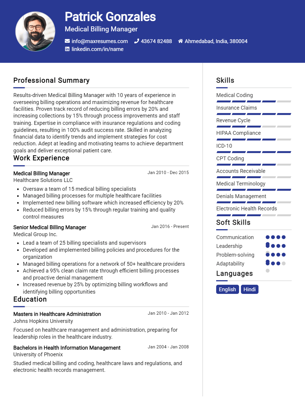 medical-billing-manager-resume-sample