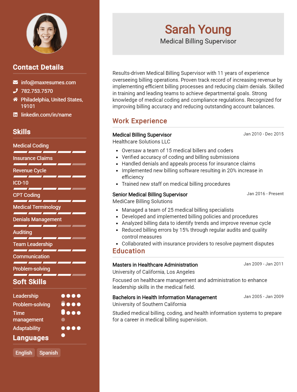 medical-billing-supervisor-resume-sample