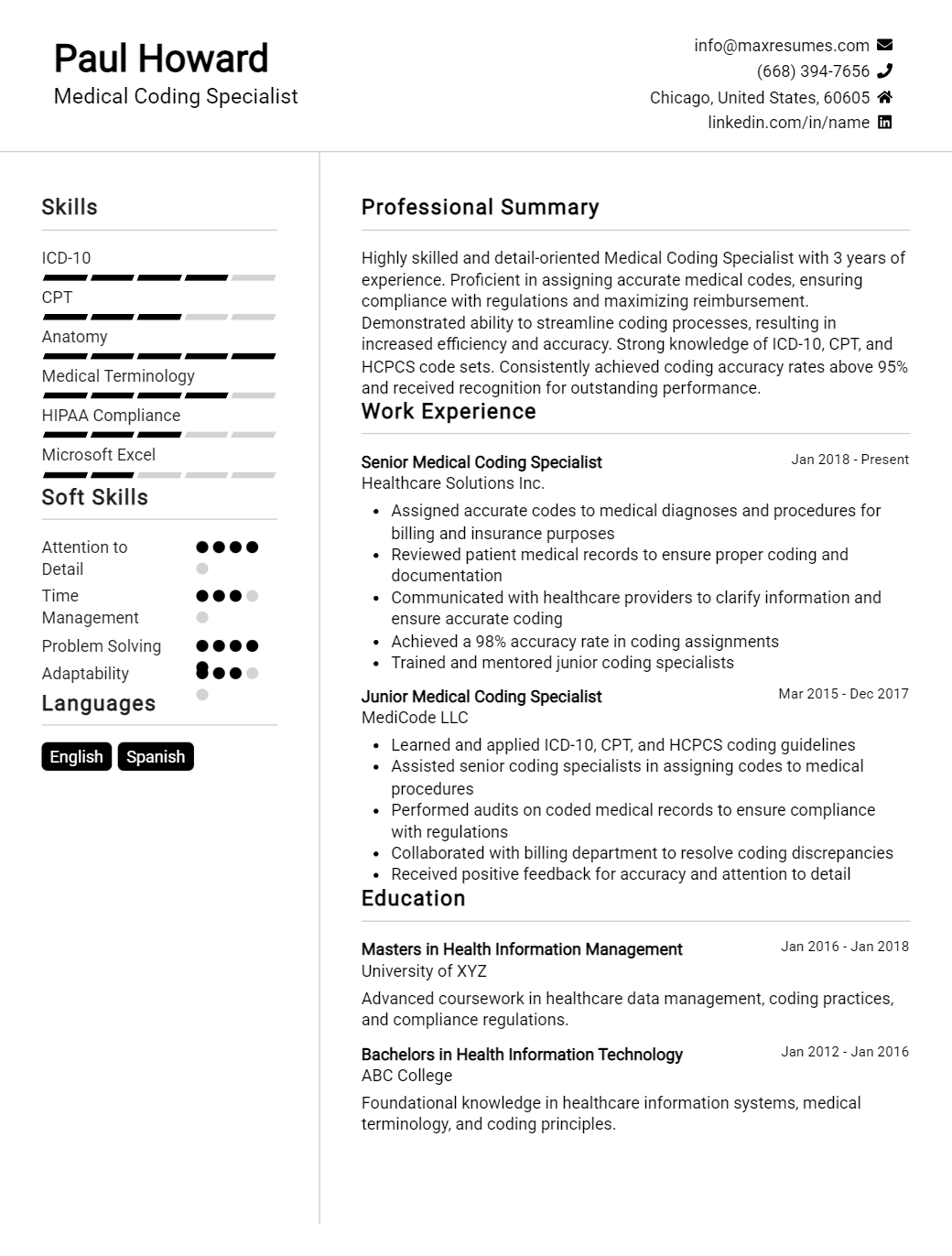 coding-specialist-resume-sample