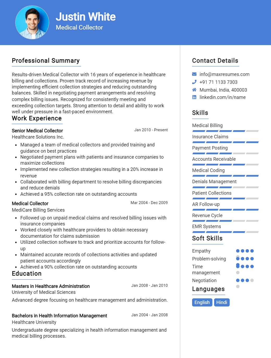 collector-resume-sample