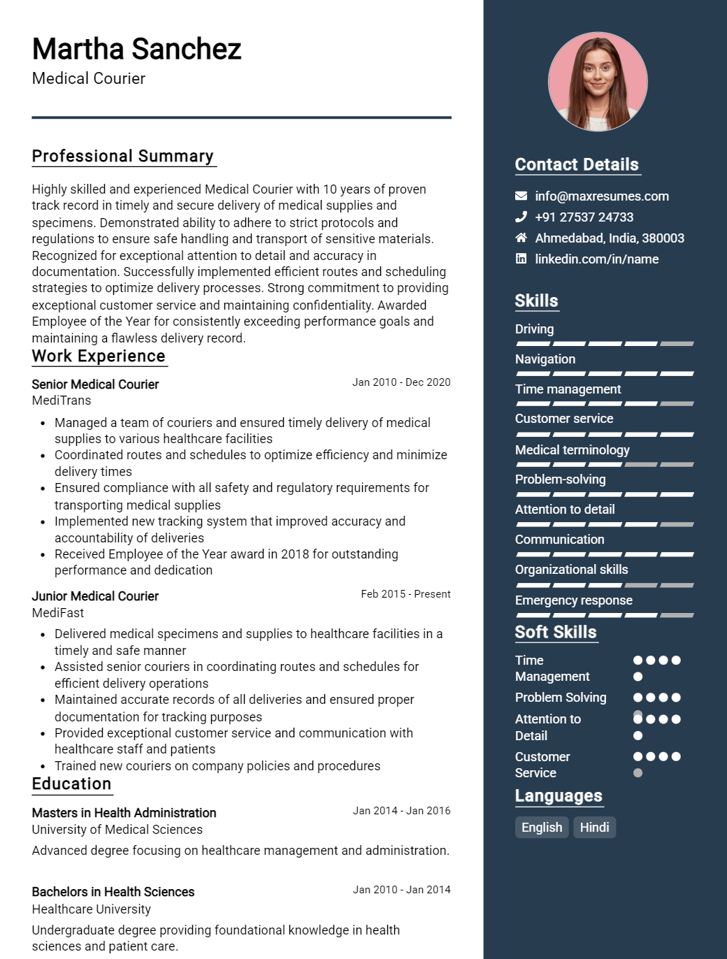 courier-resume-sample