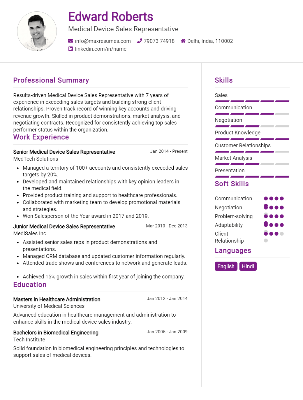 medical-device-sales-representative-resume-sample