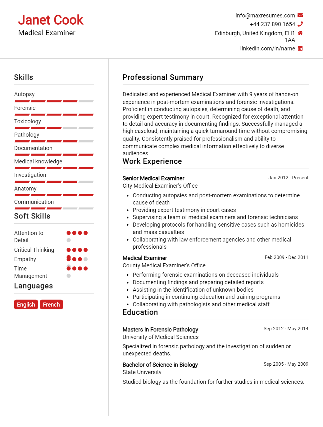 examiner-resume-sample