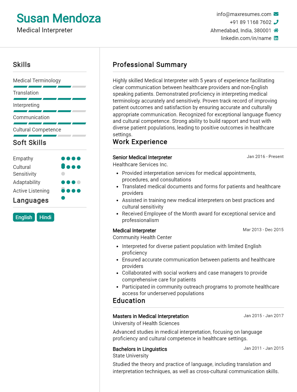medical-interpreter-resume-sample