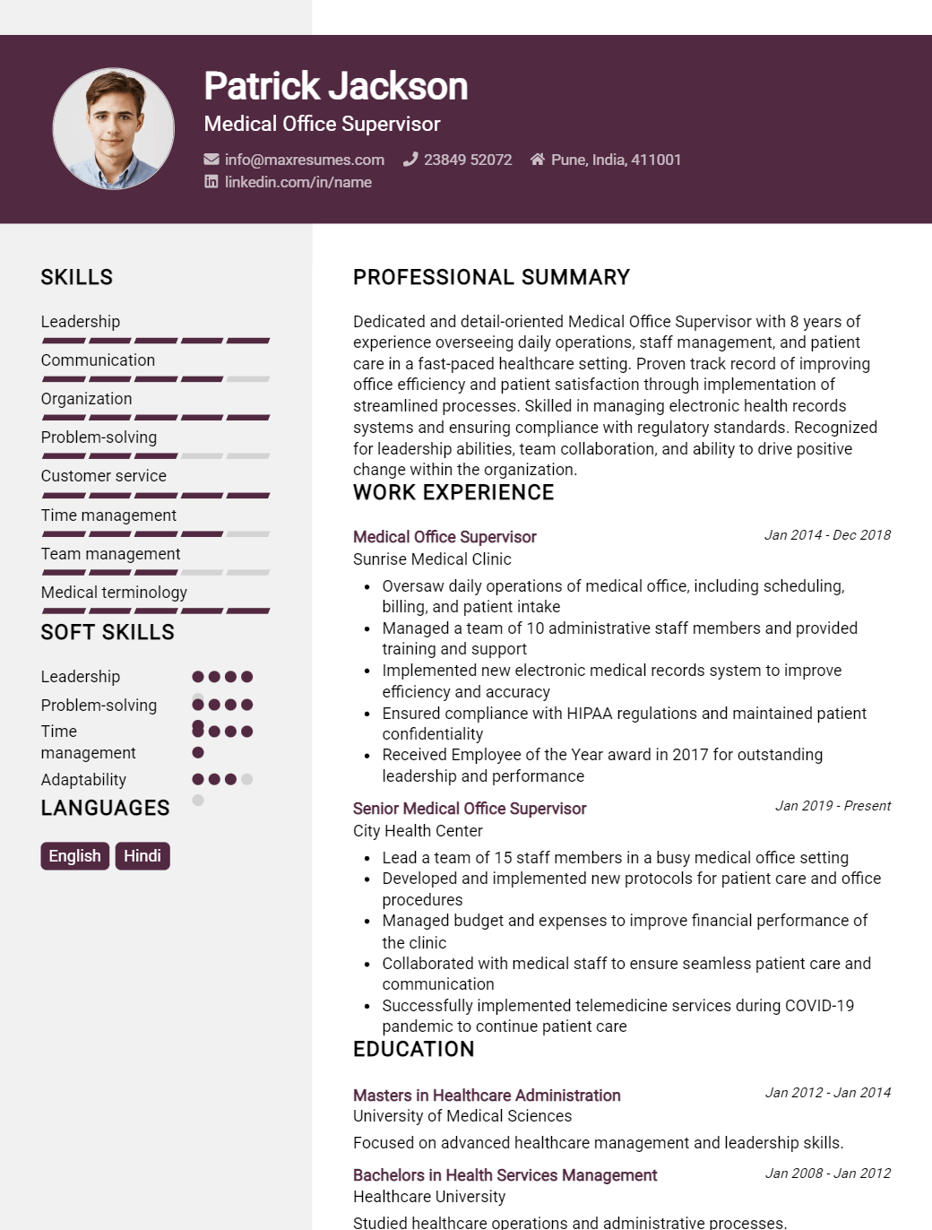 office-supervisor-resume-sample