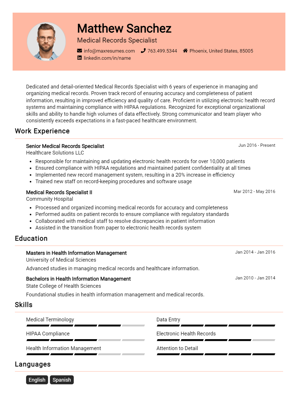 records-specialist-resume-sample