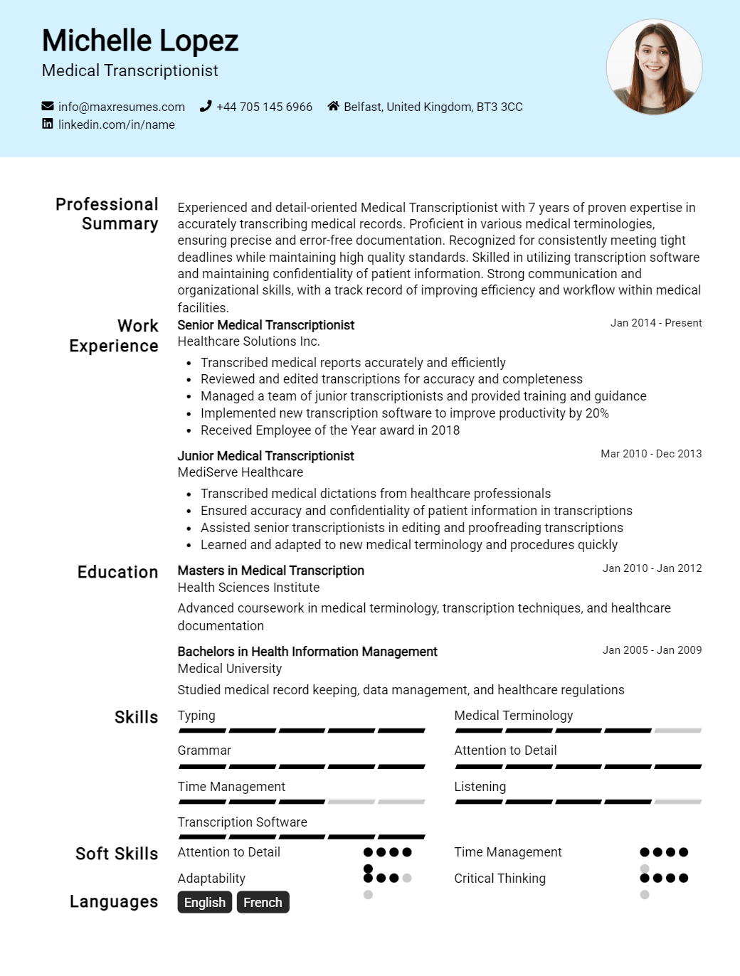 transcriptionist-resume-sample
