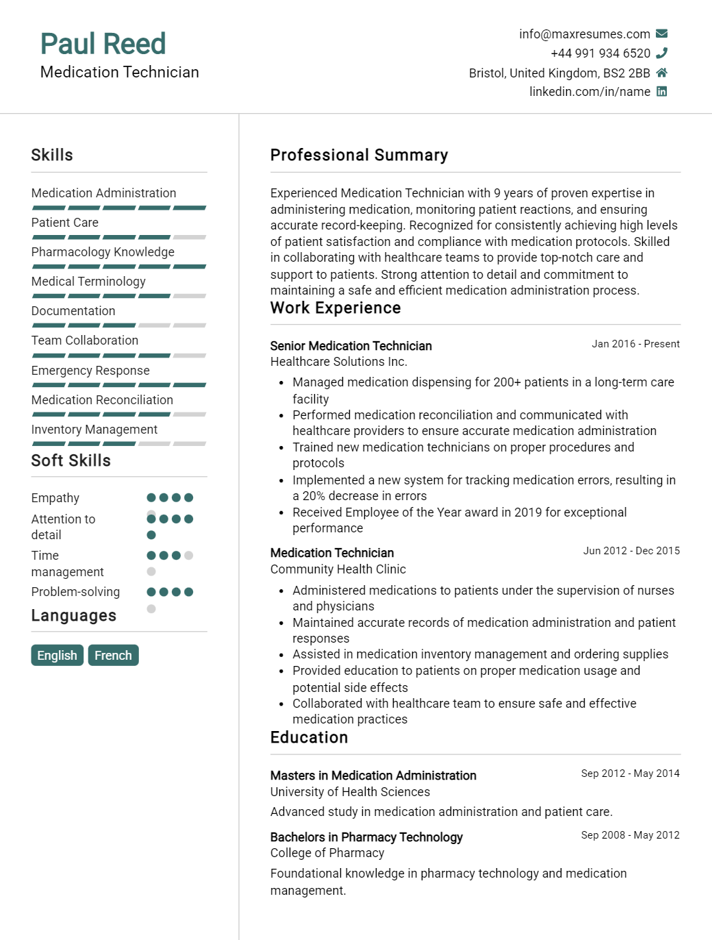 medication-technician-resume-sample