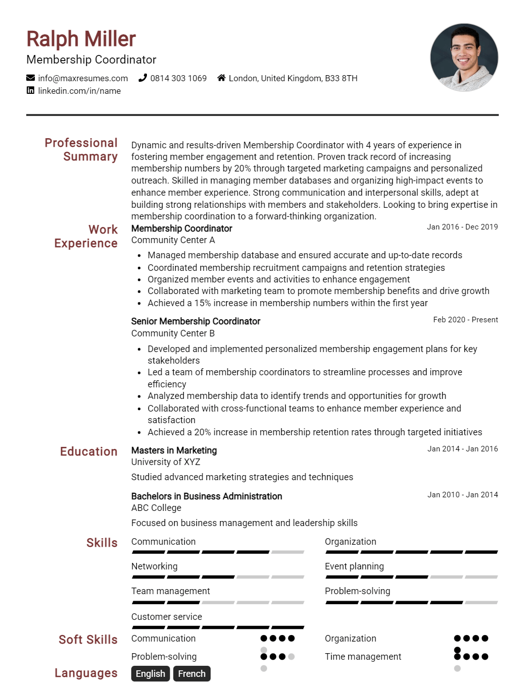 membership-coordinator-resume-sample
