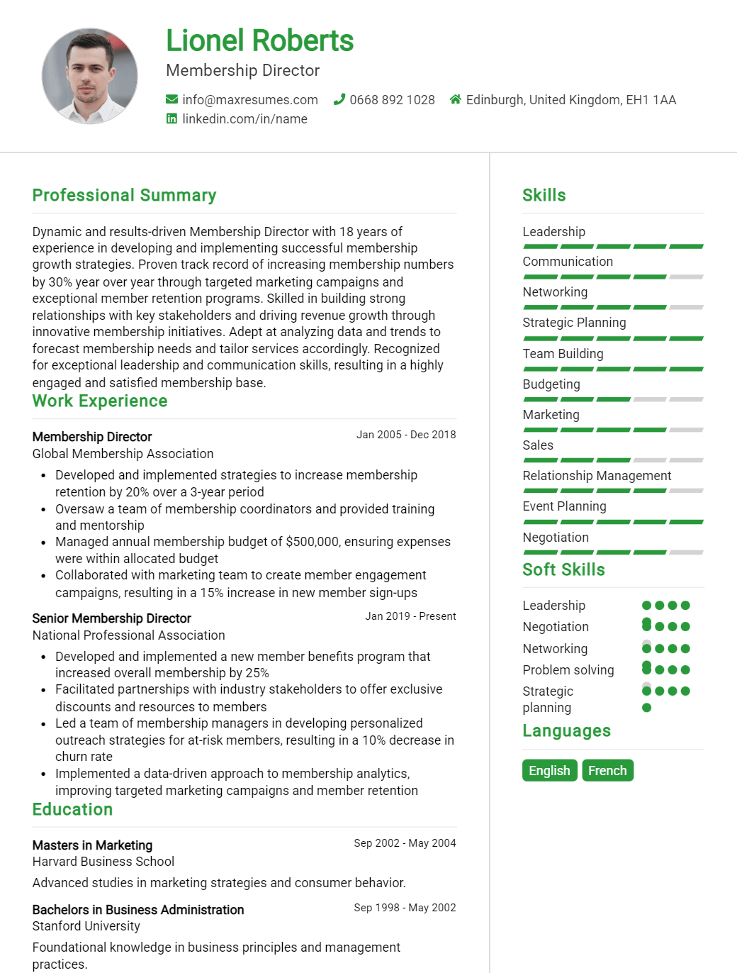 membership-director-resume-sample