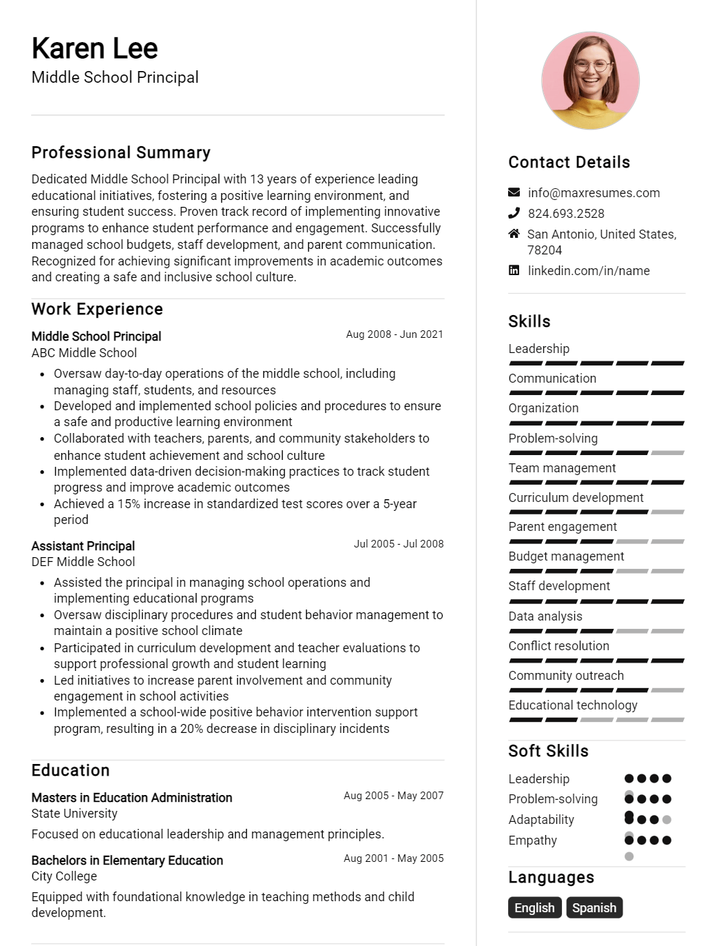 middle-school-principal-resume-sample