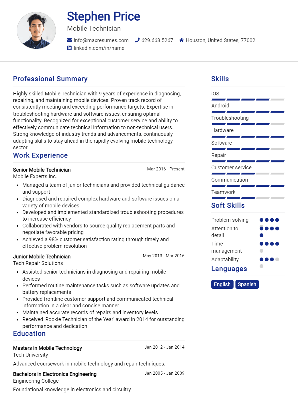 mobile-technician-resume-sample