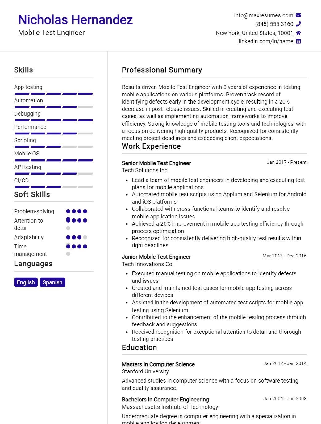 mobile-test-engineer-resume-sample