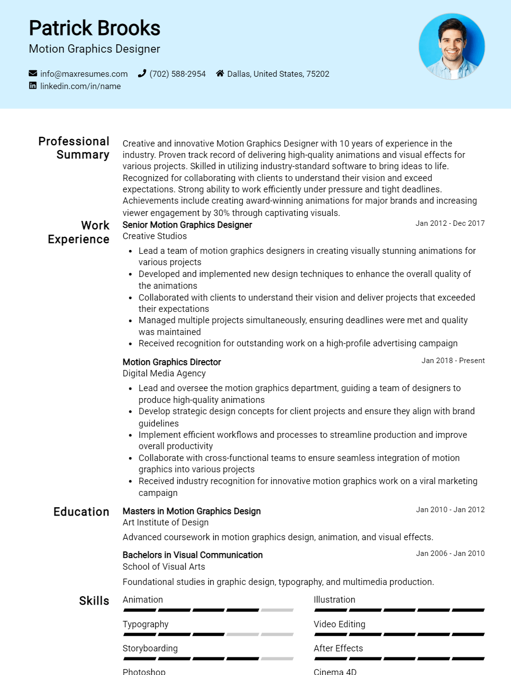 motion-graphics-designer-resume-sample
