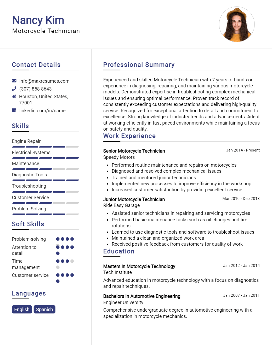 motorcycle-technician-resume-sample