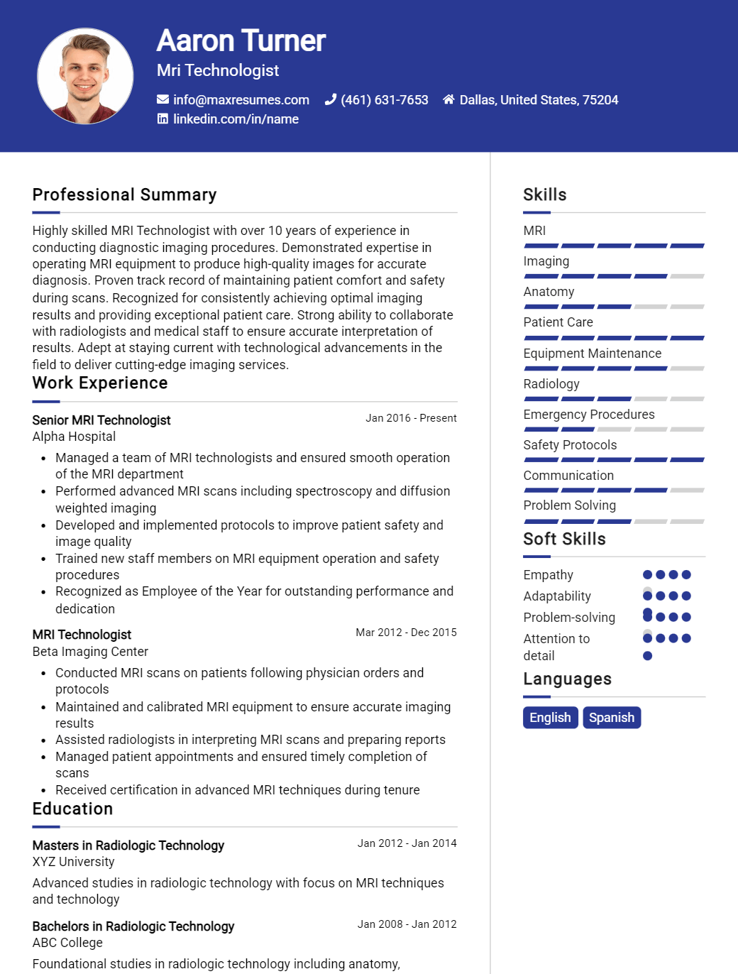 mri-technologist-resume-sample