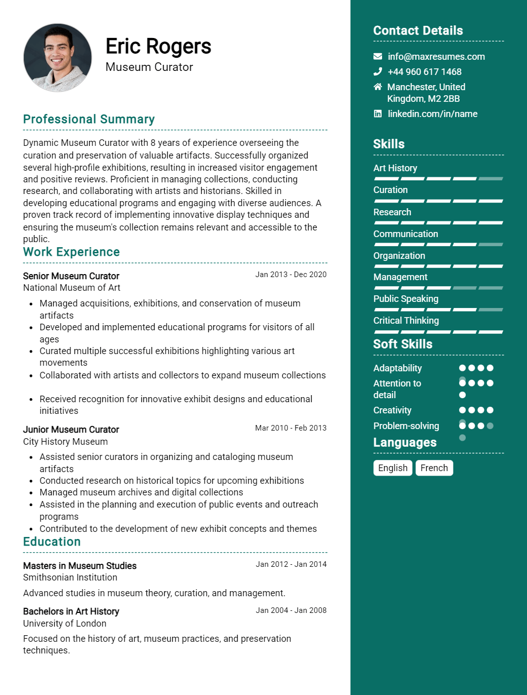 museum-curator-resume-sample