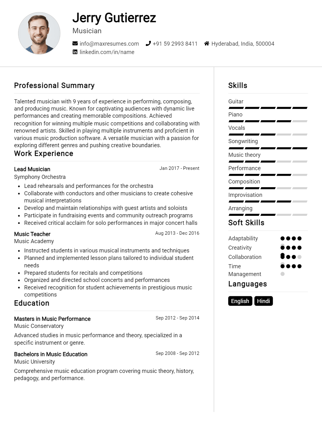 musician-resume-sample