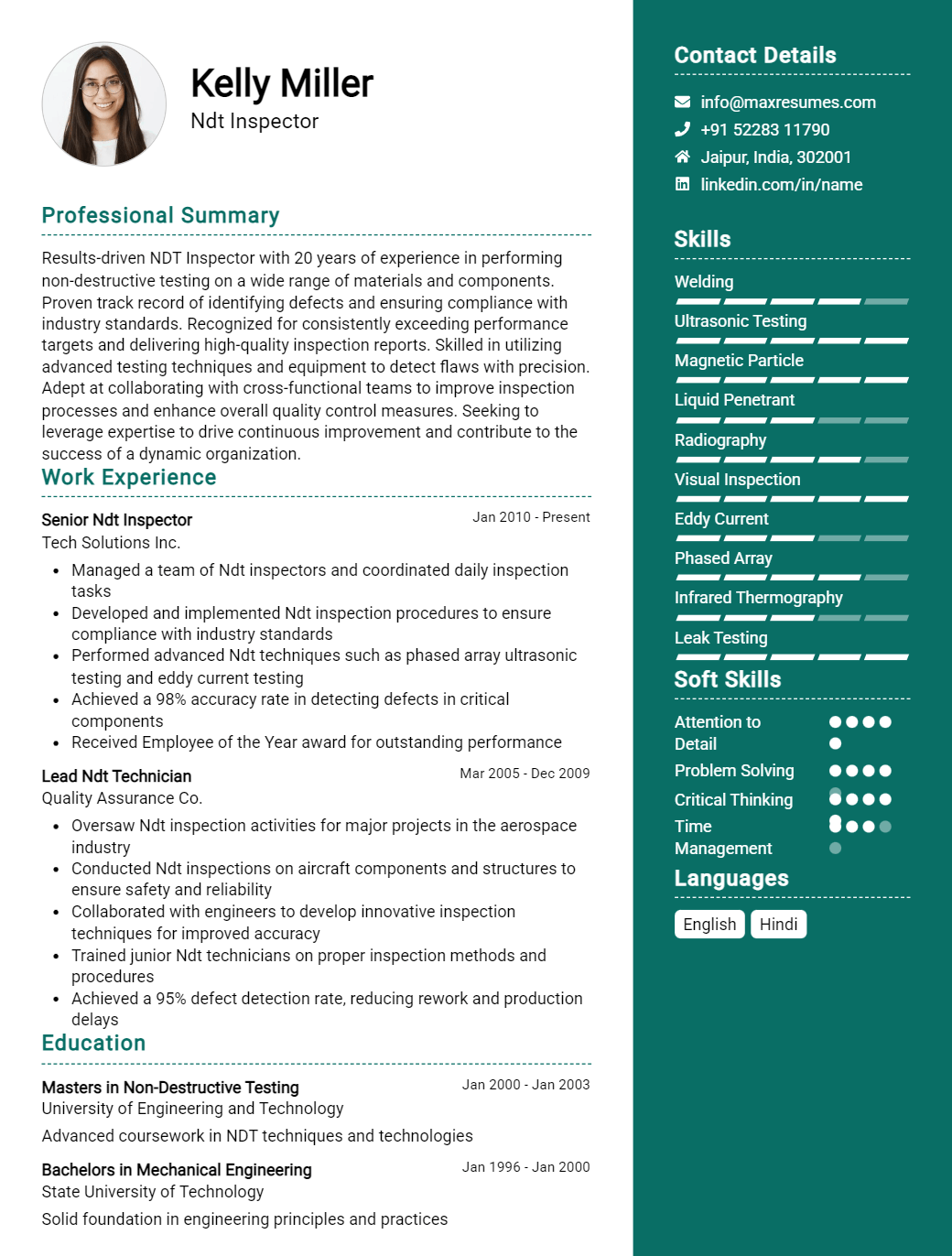 ndt-inspector-resume-sample