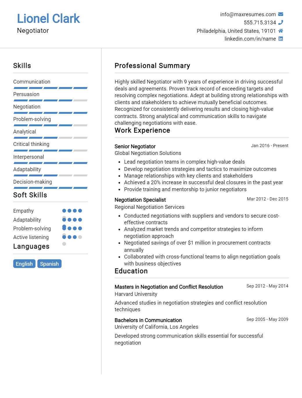negotiator-resume-sample