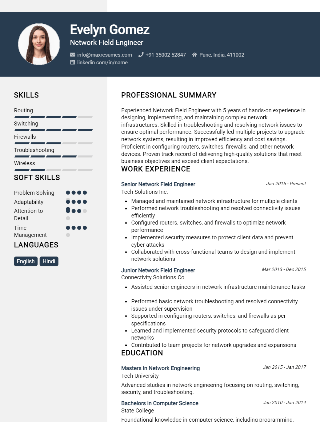 network-field-engineer-resume-sample