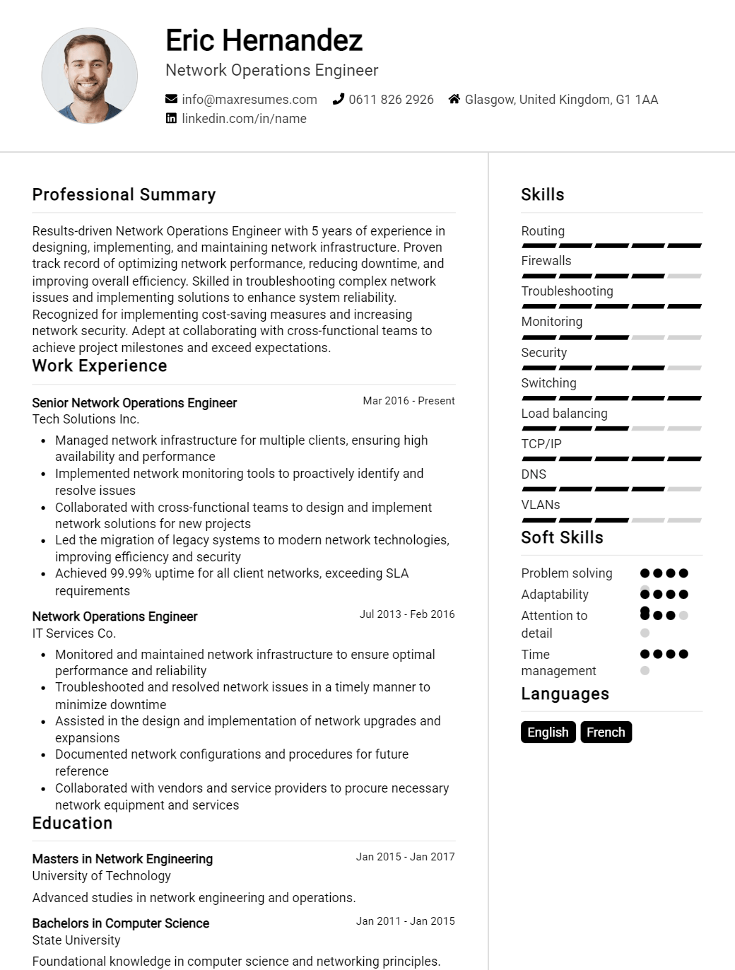 network-operations-engineer-resume-sample