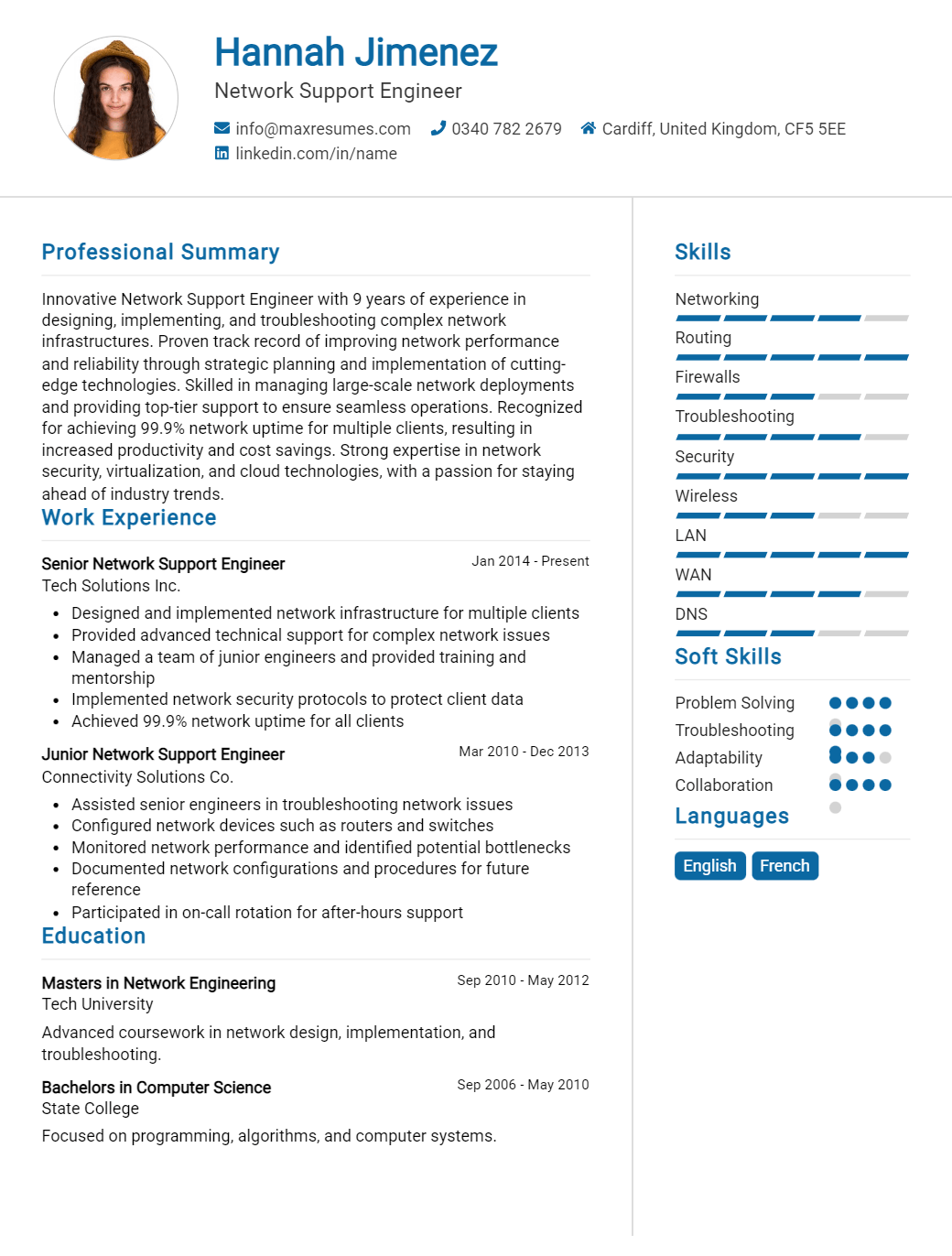 network-support-engineer-resume-sample