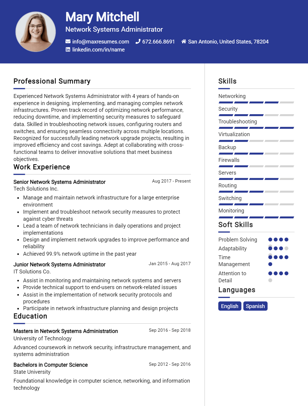 network-systems-administrator-resume-sample