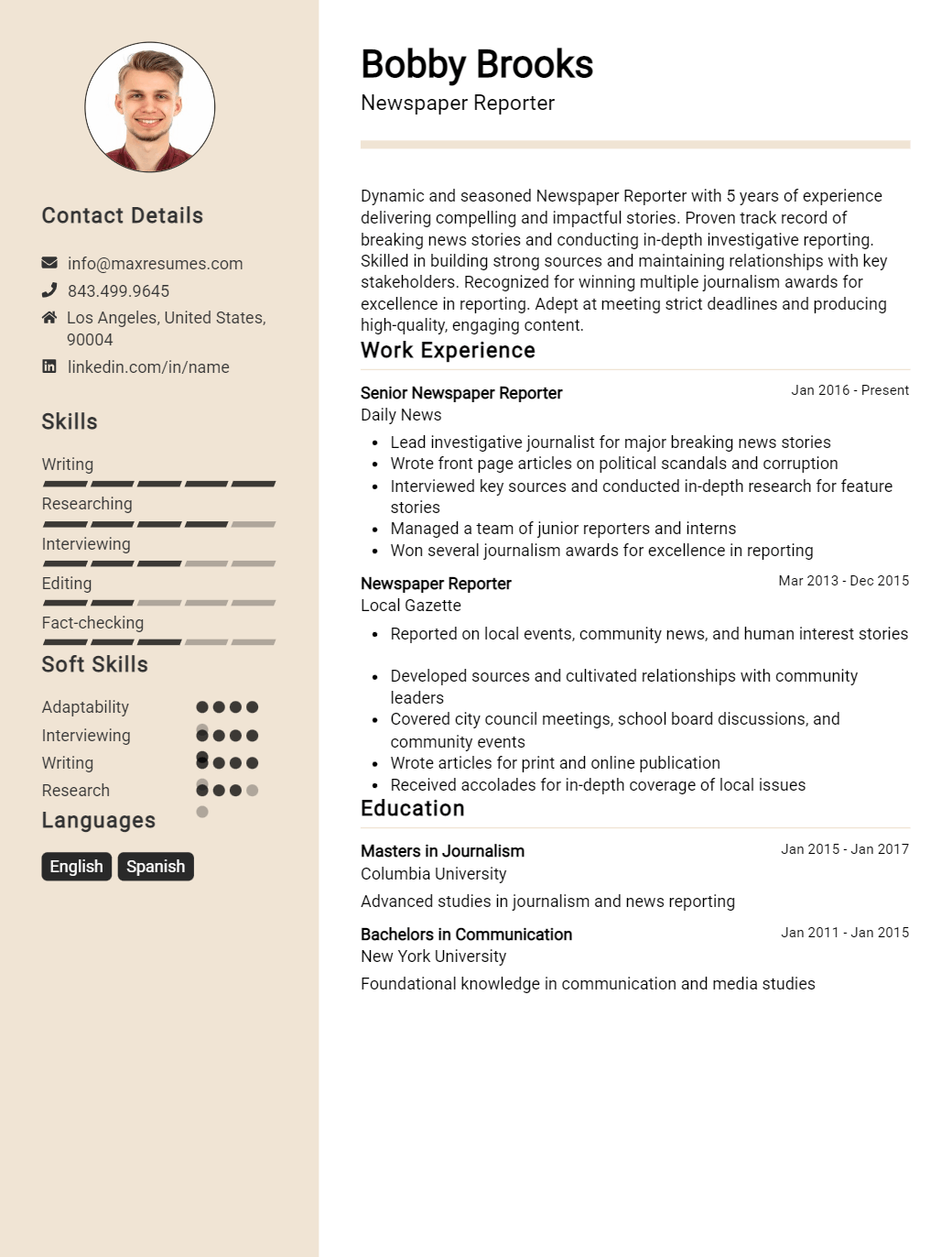 newspaper-reporter-resume-sample