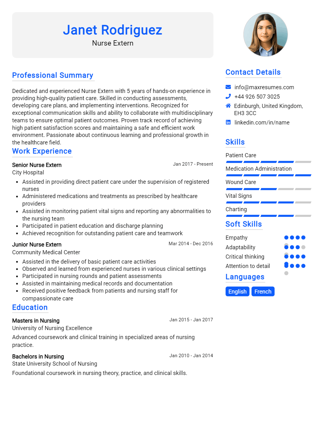 nurse-extern-resume-sample