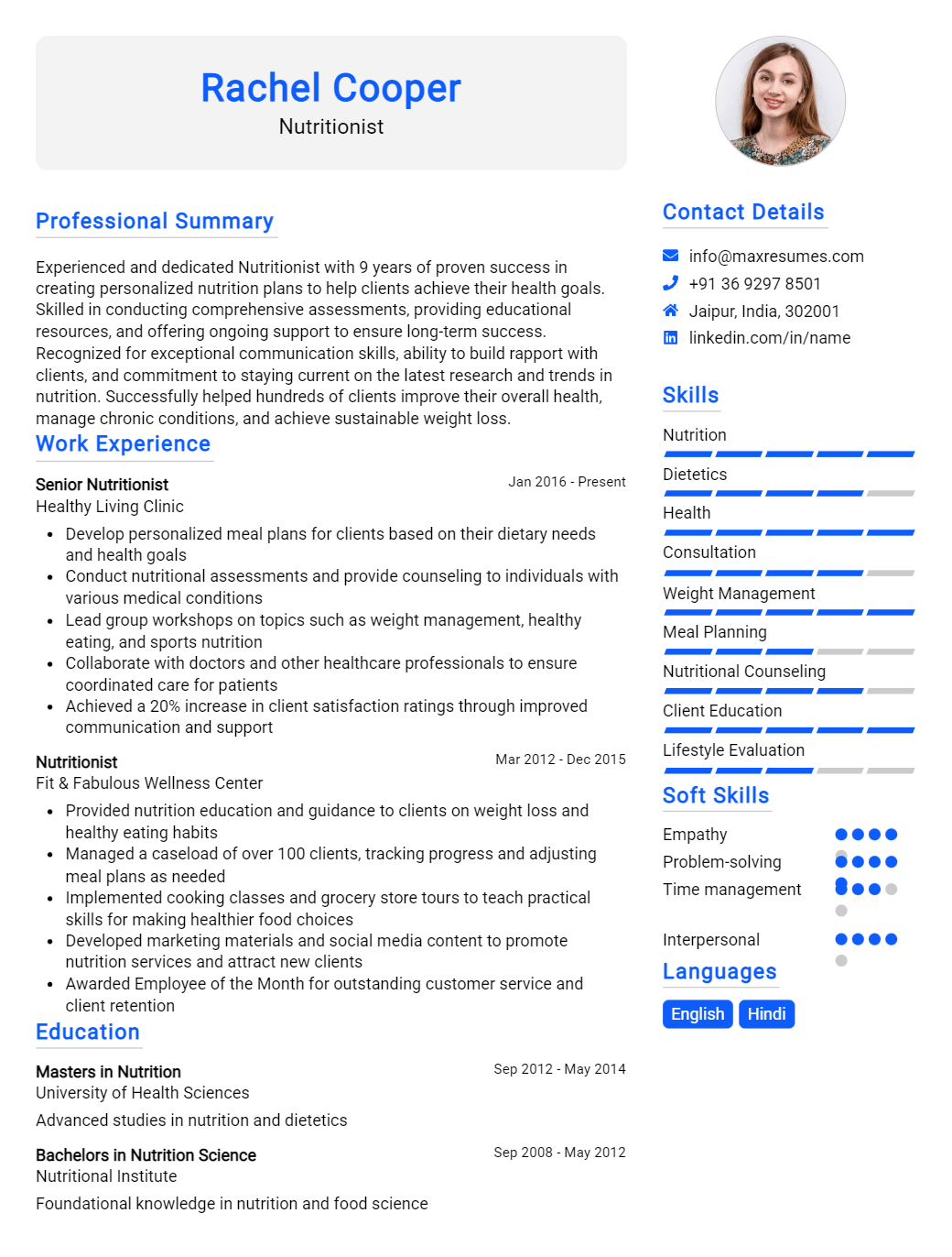 nutritionist-resume-sample