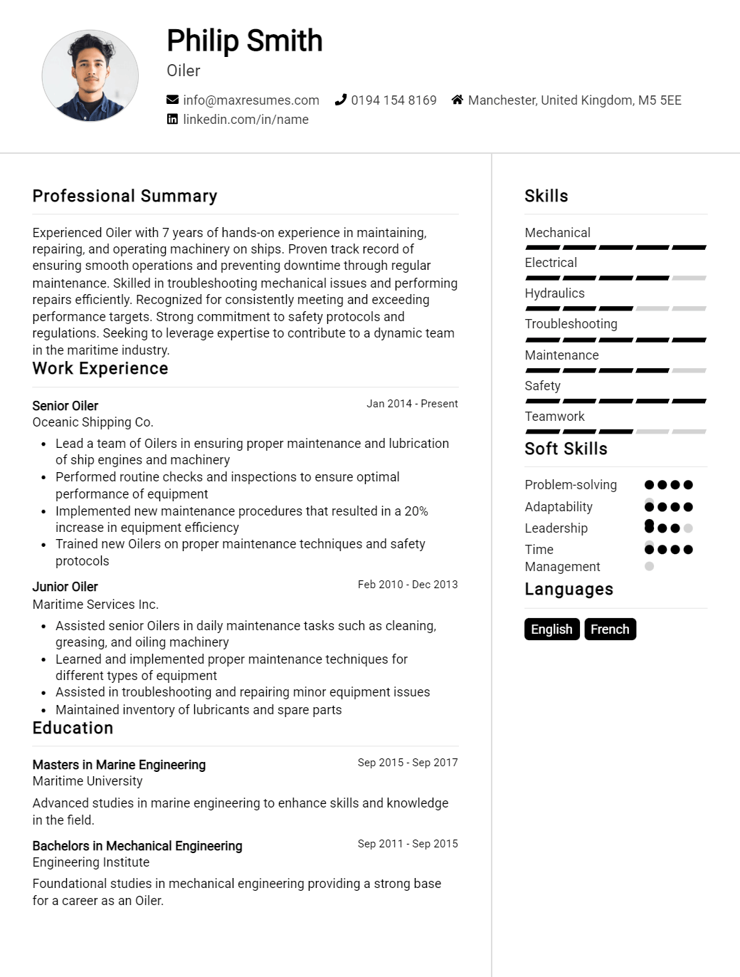 oiler-resume-sample