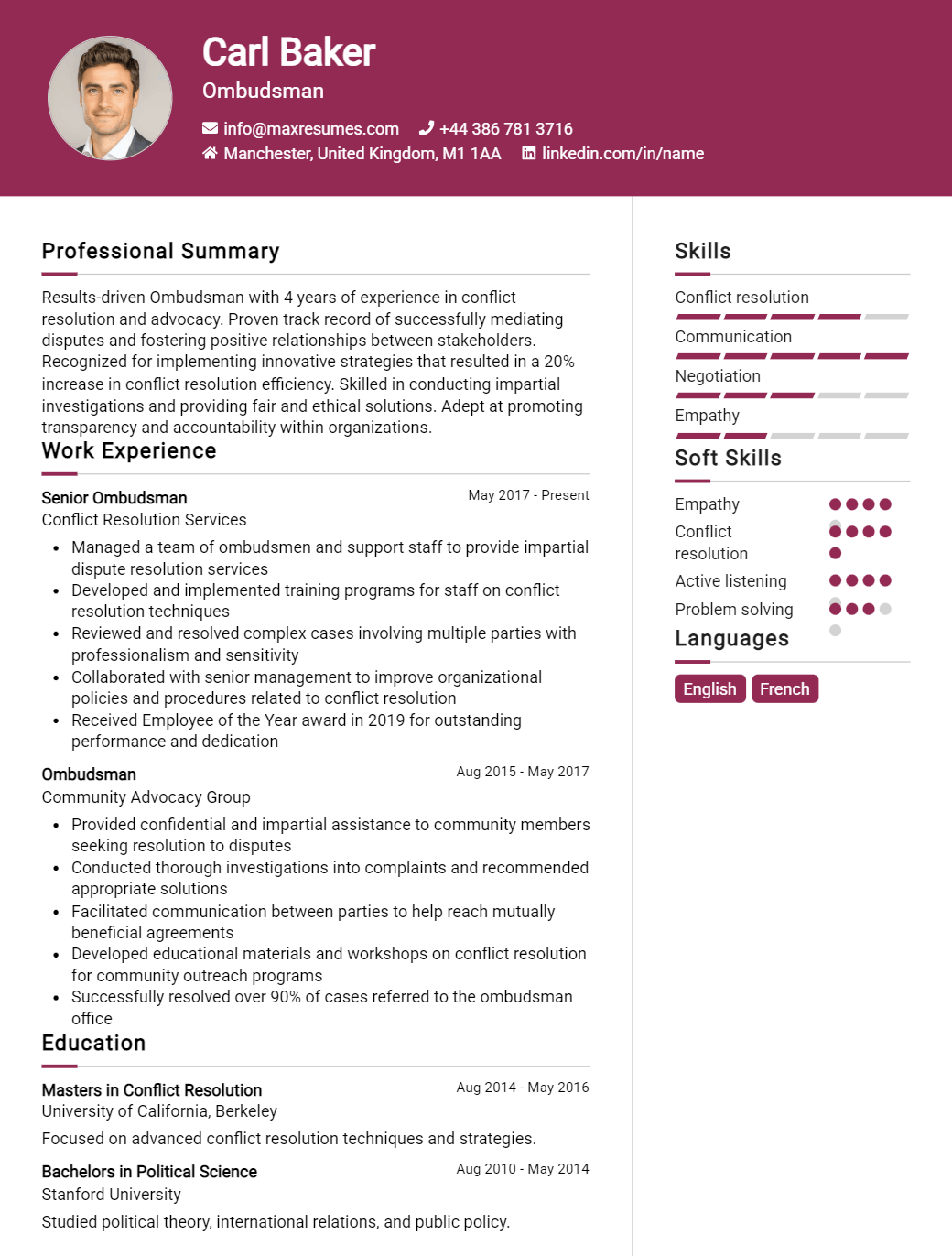 ombudsman-resume-sample