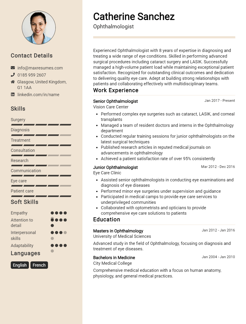 ophthalmologist-resume-sample