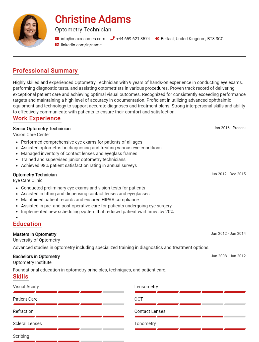 optometry-technician-resume-sample