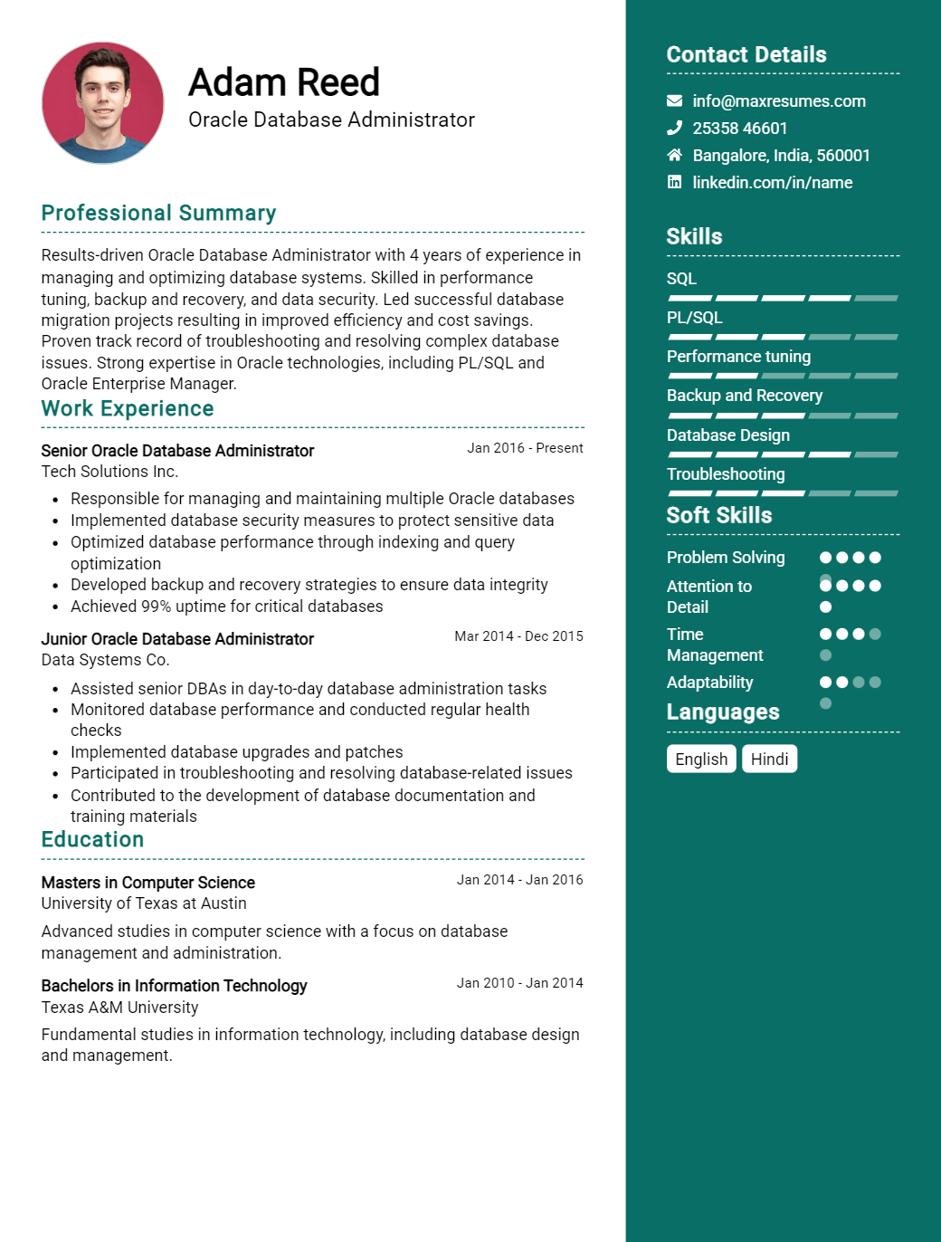 oracle-database-administrator-resume-sample